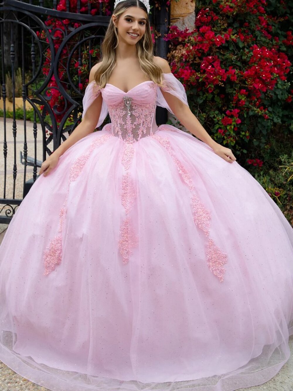 NEW BABY PINK Lace & Mesh Sweetheart Evening Gown Formal Elegant GL3502